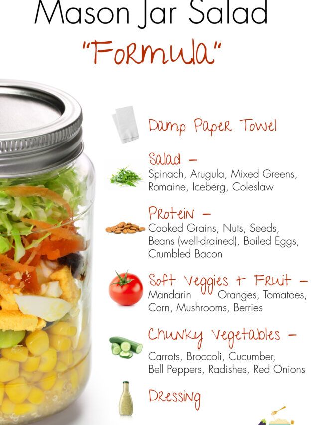 the mason jar salad is filled with vegetables