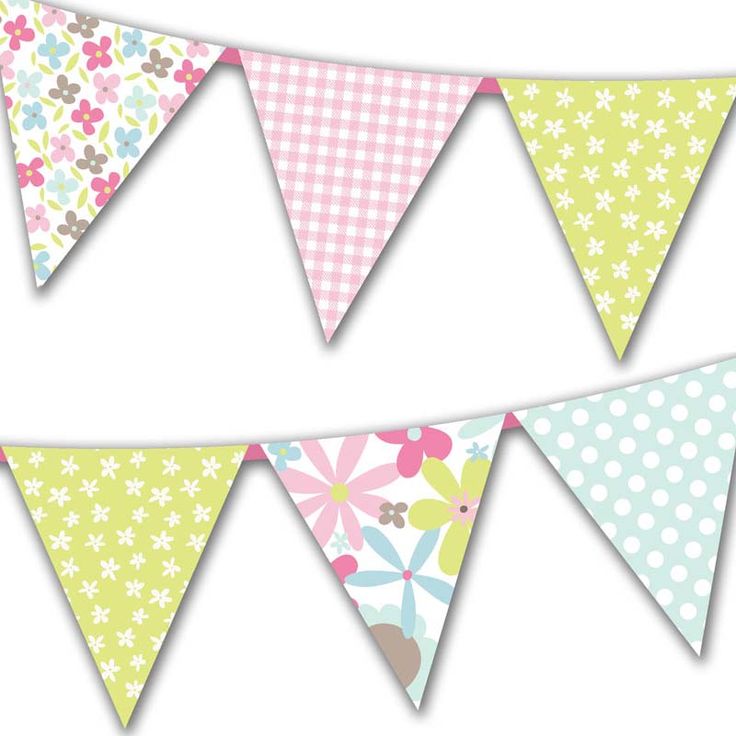 a bunting banner with flowers and gingham