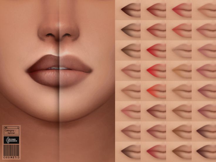 a woman's lips are shown with different shapes and colors on the bottom half of her face