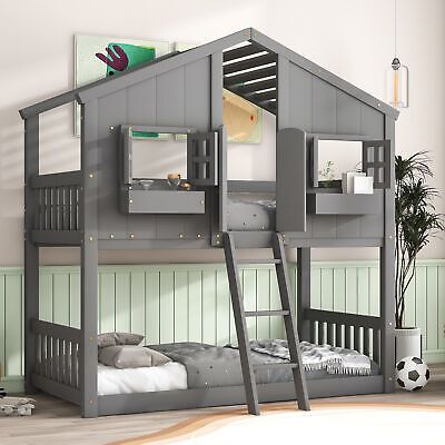 a loft bed with stairs and ladders in a room