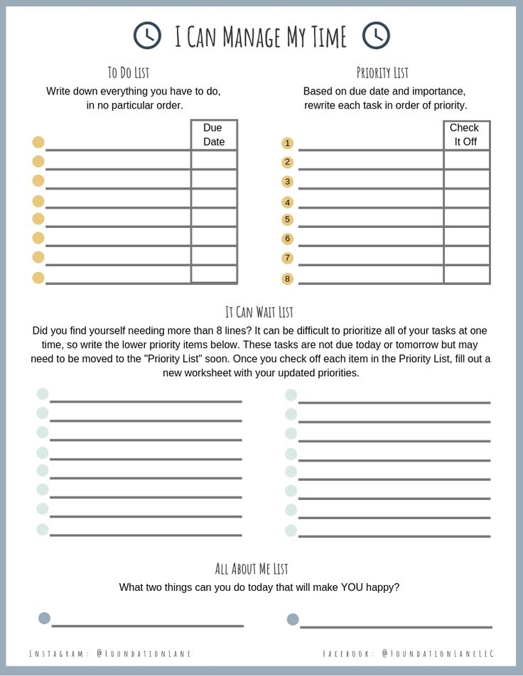 a printable workbook with the words i can manage my time and what to do