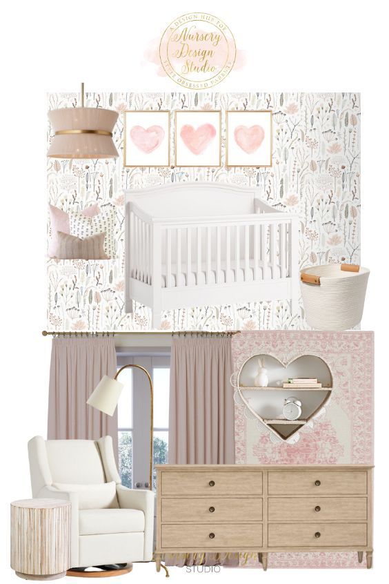 Baby girls modern floral nursery design with pink tones Modern Floral Nursery, Nursery Design Board, Shared Nursery, Nursery Designs, Small Nurseries, Nursery Style, Nursery Room Design, Design Boards, Nursery Room Inspiration