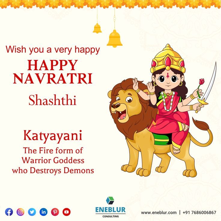 happy navrathri with lion and girl on the occasion of diwaling