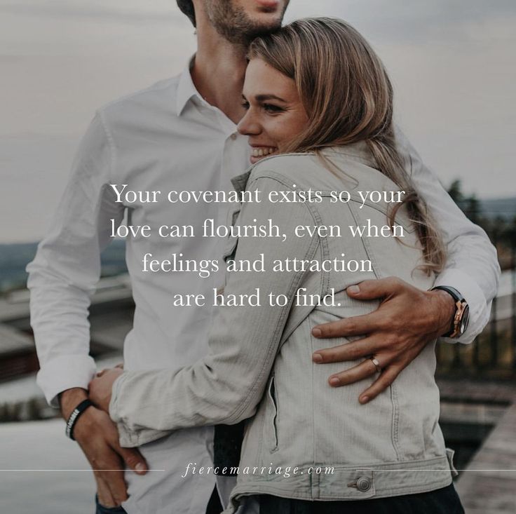 a man and woman embracing each other with the caption your covenant exits so your love can flourish, even when feelings and attraction are hard to find