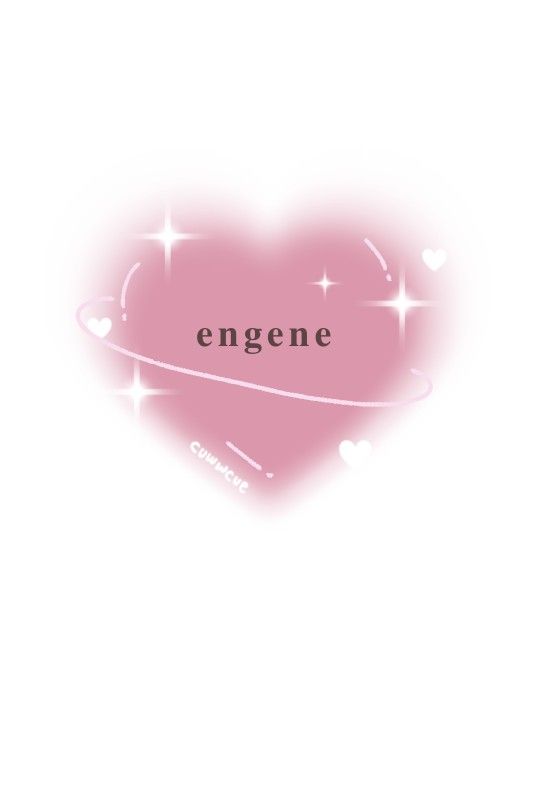 a pink heart with the word engene written on it and stars in the background