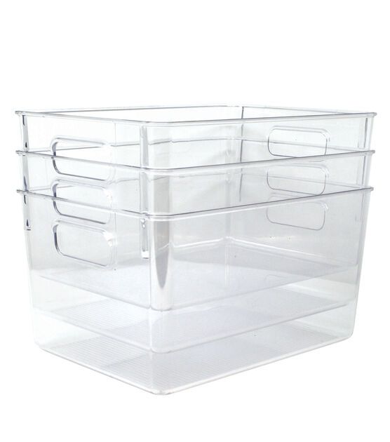 plastic storage bins with lids and dividers, set of 3 by irisa