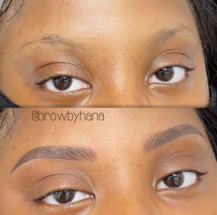 Eyebrow Shapes Black Women, Laminated Brow Look, Brow Tint Black Women, Eyebrow Shaping Black Women, Tinted Brows Black Women, Eye Brow Tint Black Women, Above Eyebrow Tattoo Women, Ombre Brows Black Women, Microblading Eyebrows Black Women