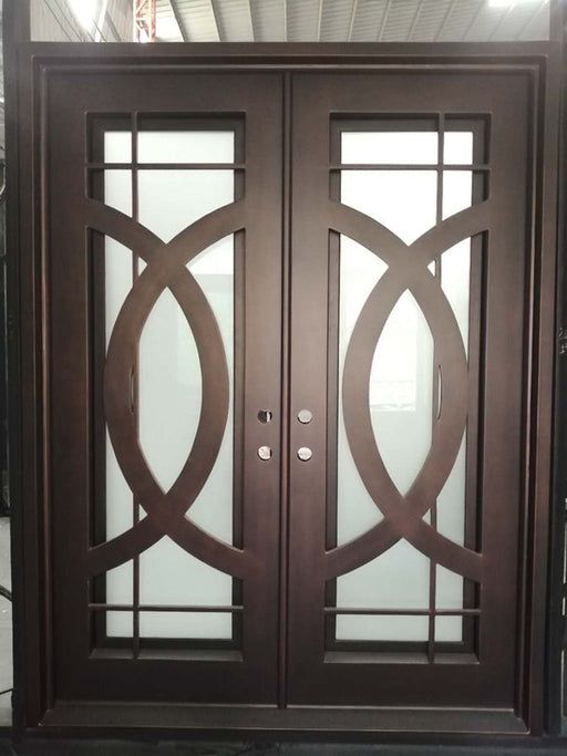 double doors with glass panels on the sides