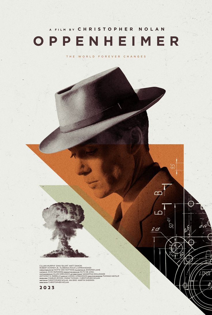 an old movie poster with a man in a cowboy hat and the words open heimer