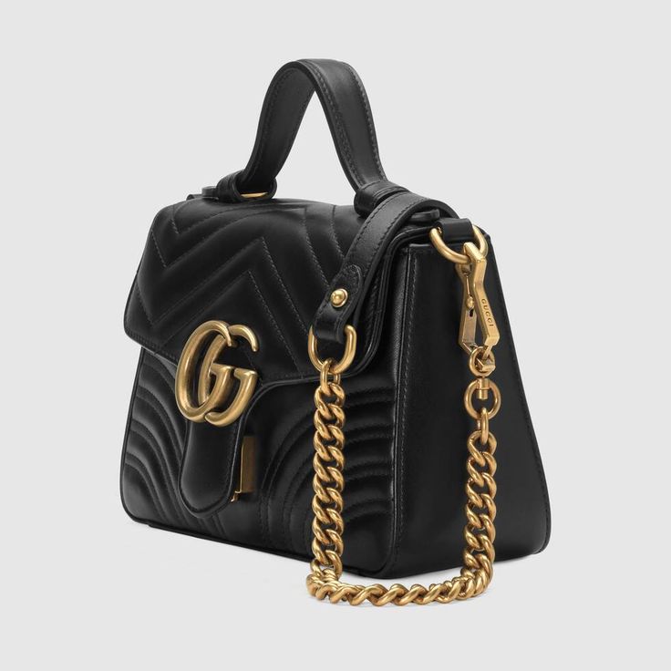 Shop the Black Chevron Leather GG Marmont Mini Top Handle Bag at GUCCI.COM. Enjoy Free Shipping and Complimentary Gift Wrapping. Gg Marmont Mini Top Handle Bag, Gg Marmont Bag, Gucci Gg Marmont Mini, Mini Top Handle Bag, Gg Marmont Mini, Gucci Store, Favorite Purse, Louis Vuitton Neverfull Mm, Mini Top