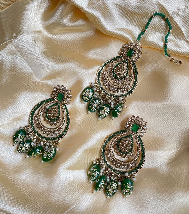 This maangtikka set comes with matching statement earrings and is beautiful and elegant for any occasion. The design is unique and the bright colors can match with anything. Limited prices in each color so grab yours now. Perfect for the festive season during holidays, navratri, and diwali. Authentic Indian, Indian Earrings, Festive Season, Indian Jewelry, Diwali, Jaipur, Festival Season, Bright Colors, Statement Earrings