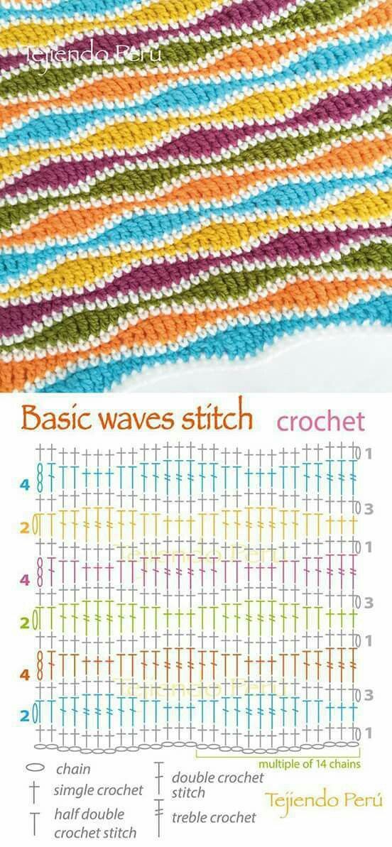 the crochet pattern is shown in different colors