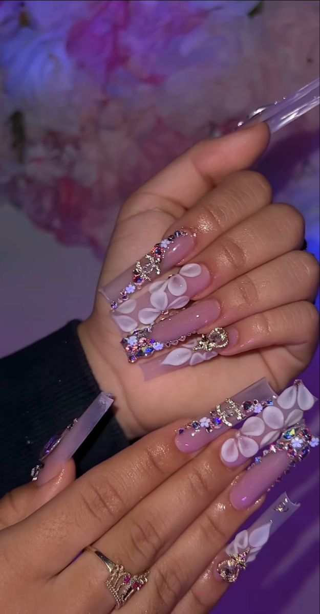 Acrylic Nails At Home, Girly Acrylic, Purple Acrylic Nails, Acrylic Nail Set, Long Acrylic Nail Designs, Purple Acrylic, Aesthetic Nails, Girly Acrylic Nails, Long Acrylic Nails Coffin