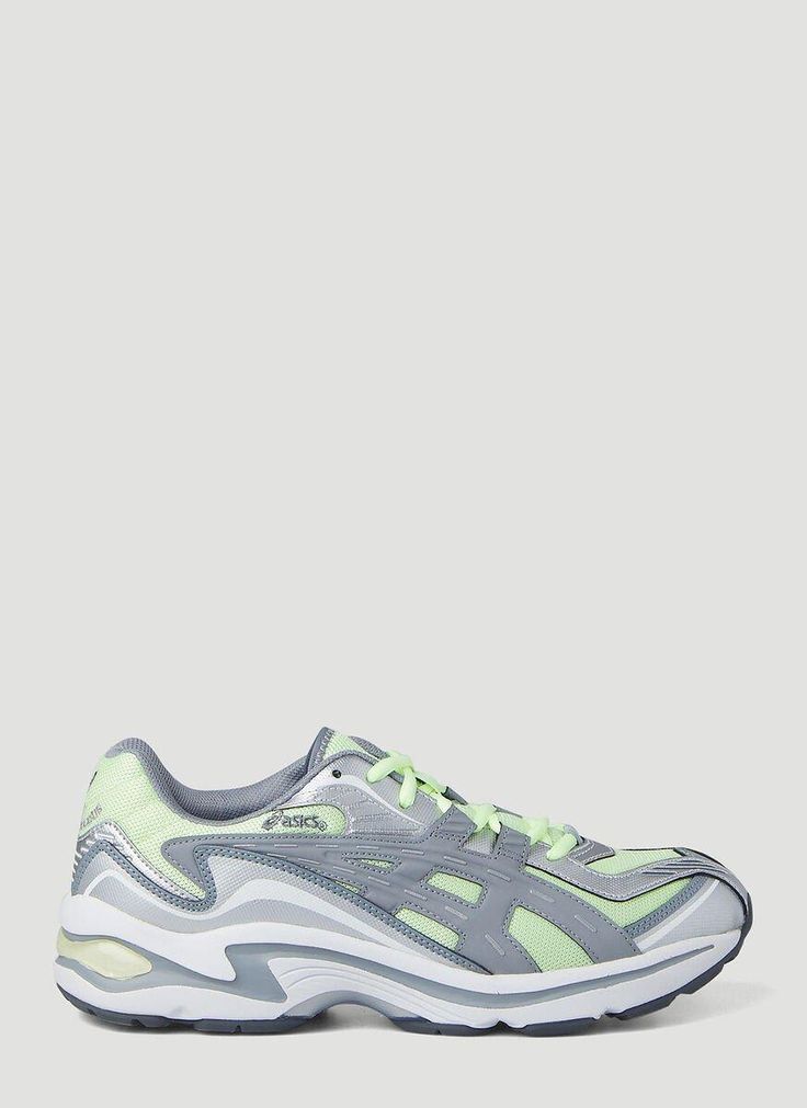 100% Synthetic Fabric, 100% Rubber Casual Asics Sneakers With Vented Sides, Asics Green Athleisure Sneakers, Green Asics Sneakers For Light Sports, Asics Green Sneakers For Light Sports, Modern Asics Sports Sneakers, Modern Asics Sneakers For Sports, Asics Sporty Spring Sneakers, Sporty Asics Sneakers For Spring, Spring Sporty Asics Sneakers