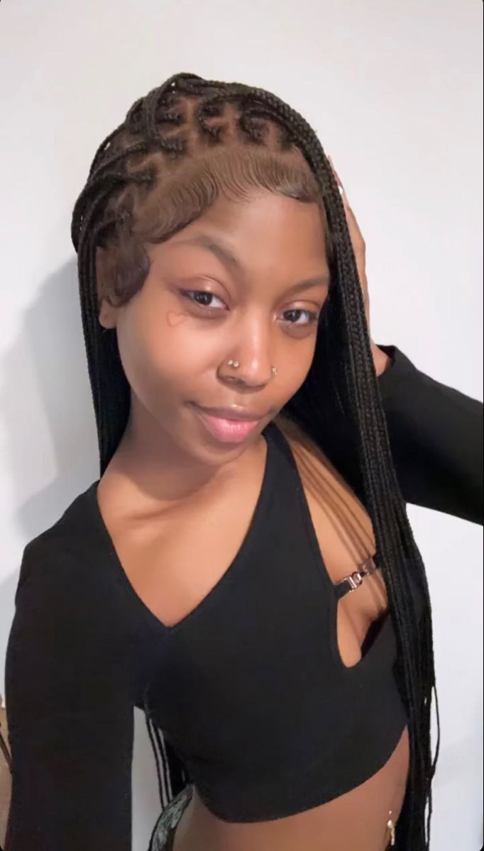 Birthday Frontal Hairstyles, Teenage Hairstyles, Hairstyles Pictures, Edges Hair, Box Braids Hairstyles For Black Women, Braids Hairstyles Pictures, Braided Cornrow Hairstyles, Quick Braided Hairstyles, Protective Hairstyles Braids