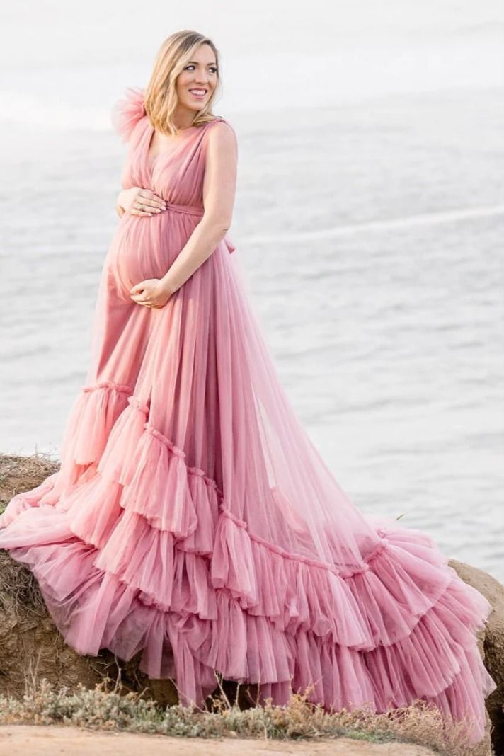 Ruffle Maternity Photoshoot Gown Maternity Gowns For Photoshoot, Photoshoot Gown, Maternity Photography Poses Pregnancy Pics, Maternity Photoshoot Outfits, Maternity Photoshoot Poses, Ruffle Gown, Maternity Gown, Maternity Photography Poses, Long Frocks