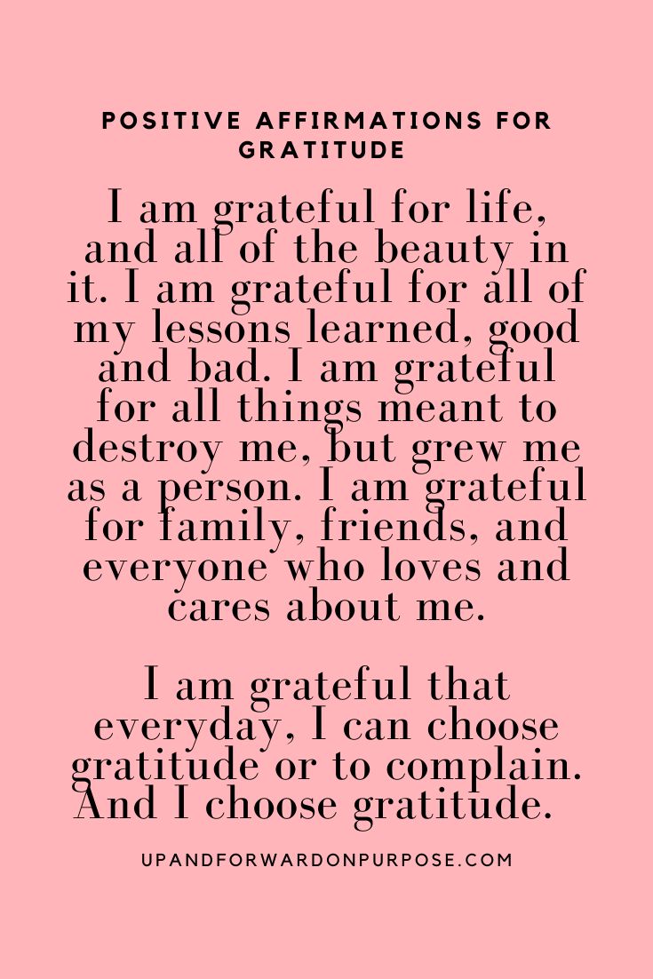 a pink background with the words positive affirmations for gratitude