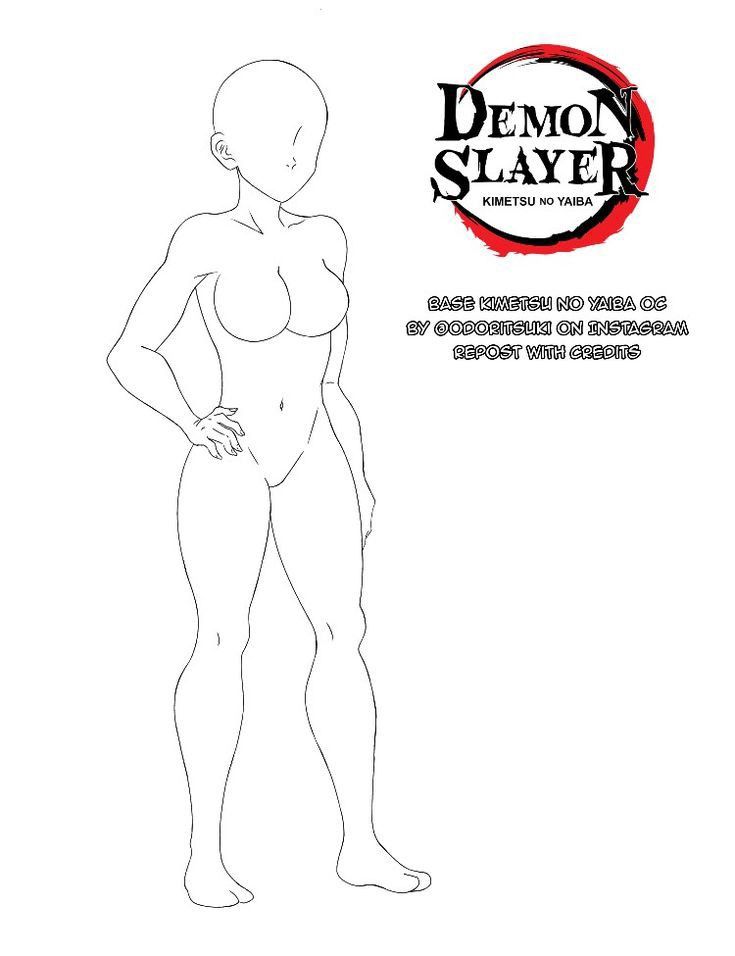 a drawing of a female body with the words demon slayer on it