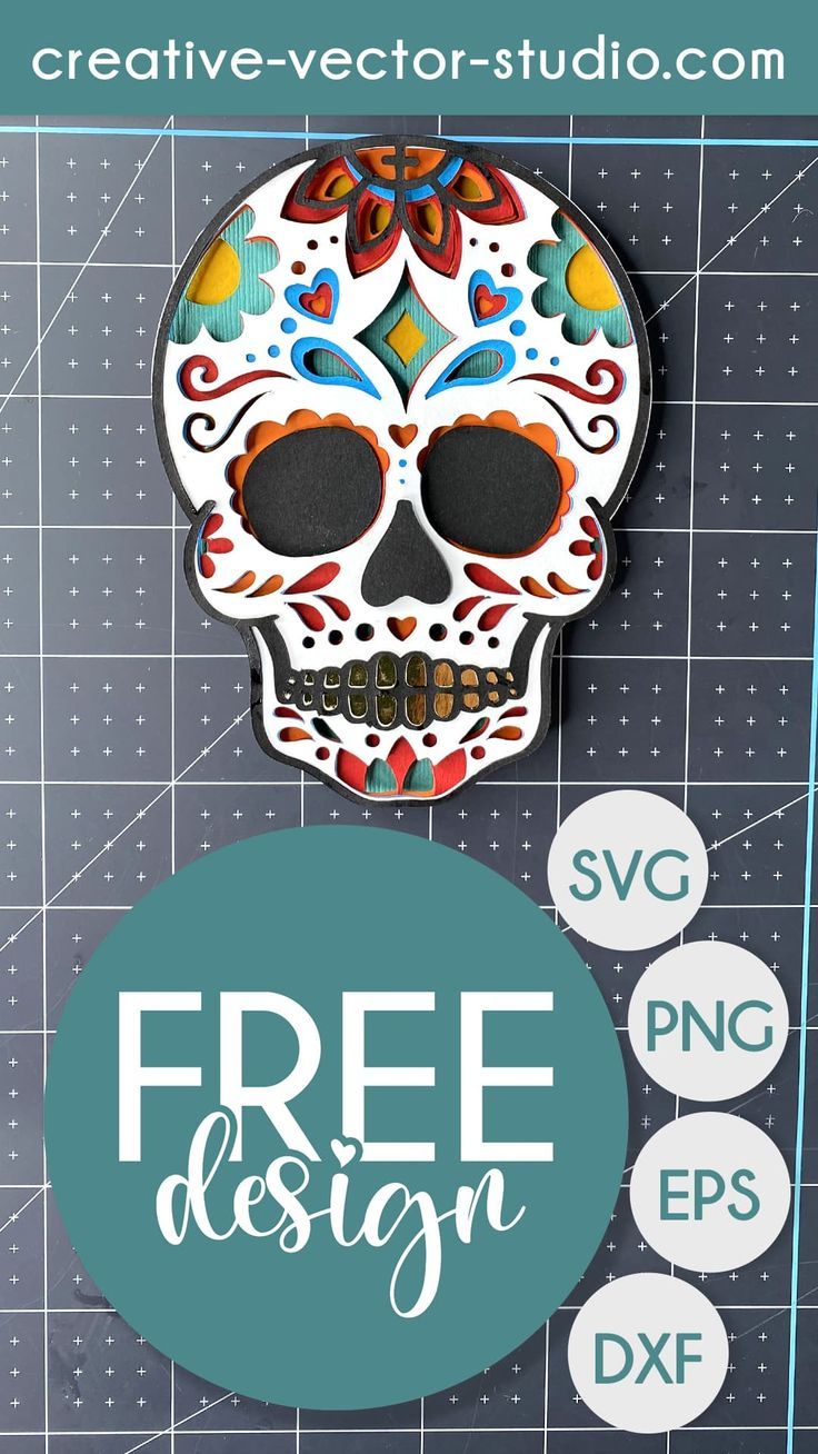 a sugar skull with the words free design on it