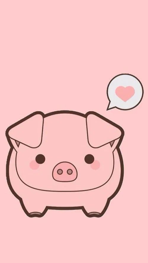 a pink pig with a thought bubble above it's head on a pink background