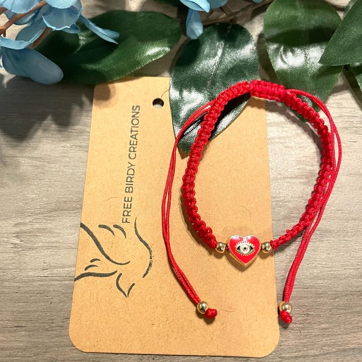 Handmade Evil Eye Bracelet Adjustable I Do Bundles As Well Free Birdy Creations: The Meaning Behind The Name Is New Beginning, Moving Forward And Breaking Free. I Discovered That Creating Handmade Things Is Very Therapeutic And Good For My Mental Health. Thank You So Much For Your Support! Casual Red Braided Bracelet, Casual Red Braided Bracelets As Gift, Casual Red Braided Bracelets For Gift, Adjustable Red Heart Friendship Bracelets, Red Heart-shaped Braided Bracelets As Gift, Red Heart-shaped Braided Bracelets For Gifts, Red Heart-shaped Braided Bracelet As Gift, Handmade Red Casual Friendship Bracelets, Casual Red Handmade Friendship Bracelets