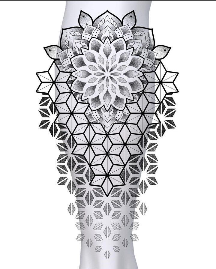 an artistic drawing of a white vase with black and white designs on the bottom half