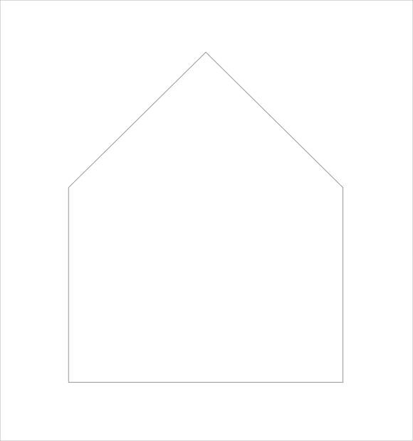 the outline of a house on a white background with no lines or shapes in it