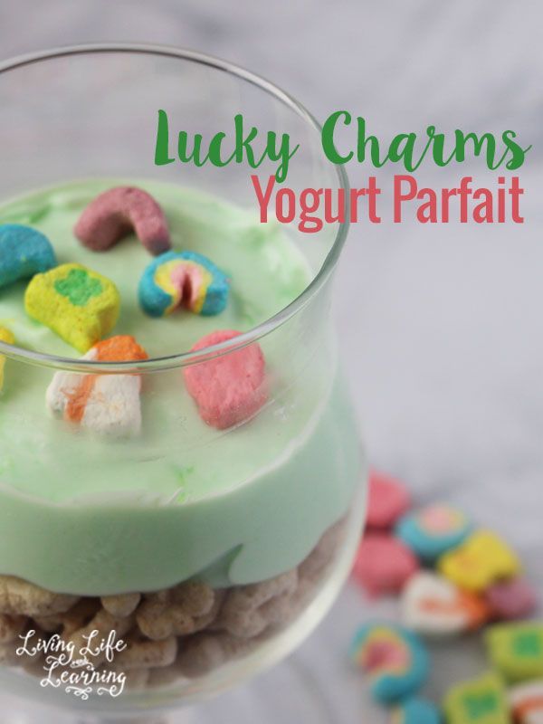 lucky charms yogurt parfait in a small glass bowl with marshmallows