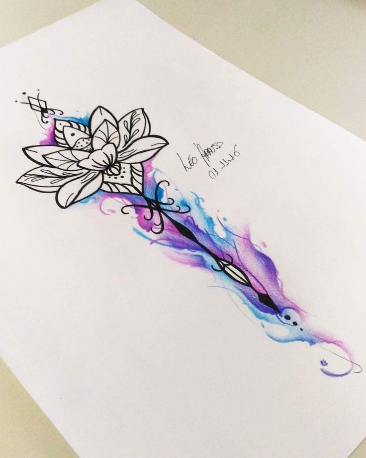 a watercolor drawing of a flower on a piece of paper