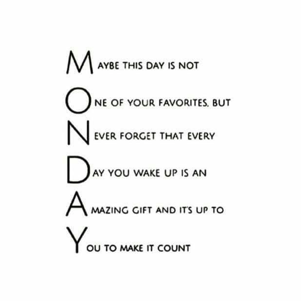 the words monday are written in black and white on a white background with an image of a