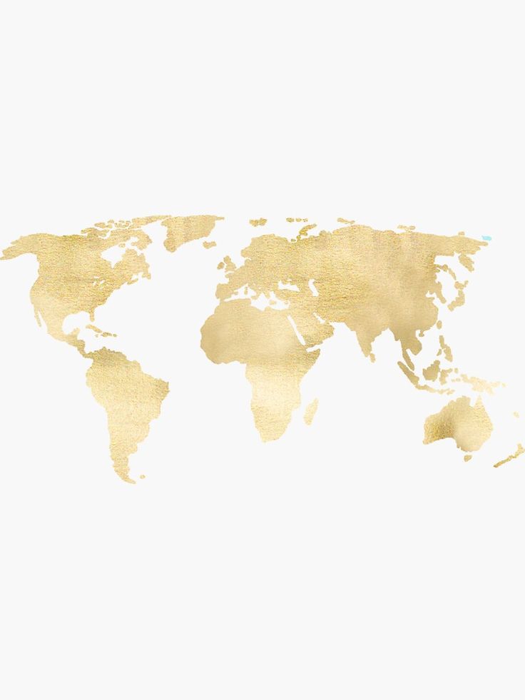 the world map in gold paint on a white background