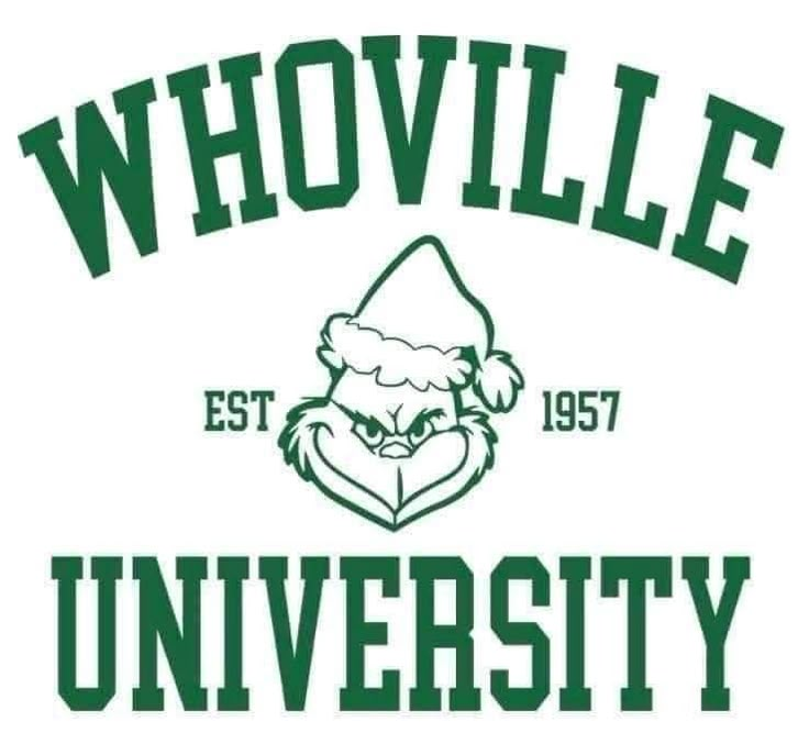 the logo for whovillee university with santa claus's hat and beard on it