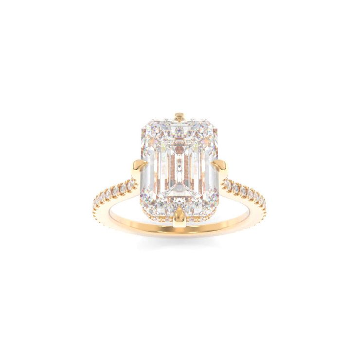 Emalyn Ring with Emerald Cut Center Stone | The True Gem Ring Emerald, Beautiful Engagement Rings, Platinum Metal, Emerald Cut Diamonds, Champagne Gold, Gold Platinum, Video Footage, Solitaire Engagement, Solitaire Engagement Ring