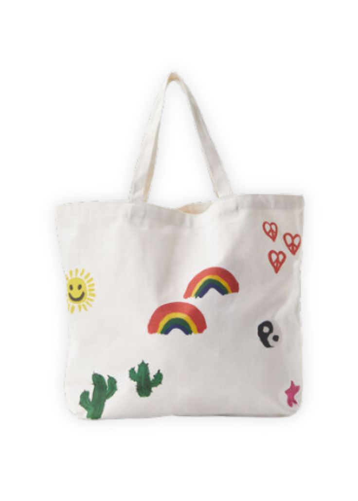 Elevate your everyday with our Art Doodles Tote Bag, showcasing a playful array of smiley faces, snakes, cherries, stars, heart peace signs, cacti, and rainbows – all in a unique Coney Island Picnic design. This screen-printed tote, with twin carry handles, offers the perfect size for your every need – from back-to-school essentials to convenient grocery trips. Make a statement while carrying it all. 100% Cotton Canvas Allover screen print front and back Return Policy Shipping Policy Cute Multicolor Canvas Bag For Everyday Use, Cute Colorful Bags For Everyday Use, Playful Multicolor Shoulder Bag For Everyday, Playful Canvas Gift Bag For Everyday Use, Playful Everyday Shoulder Bag, Playful Everyday Tote Shoulder Bag, Playful Handmade Everyday Bags, Fun Rectangular Canvas Bag, Playful White Canvas Bag For Everyday Use