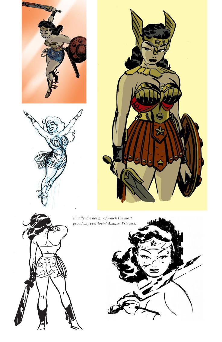 some sketches of different female characters from the animated movie wonder and wonder, including an image of