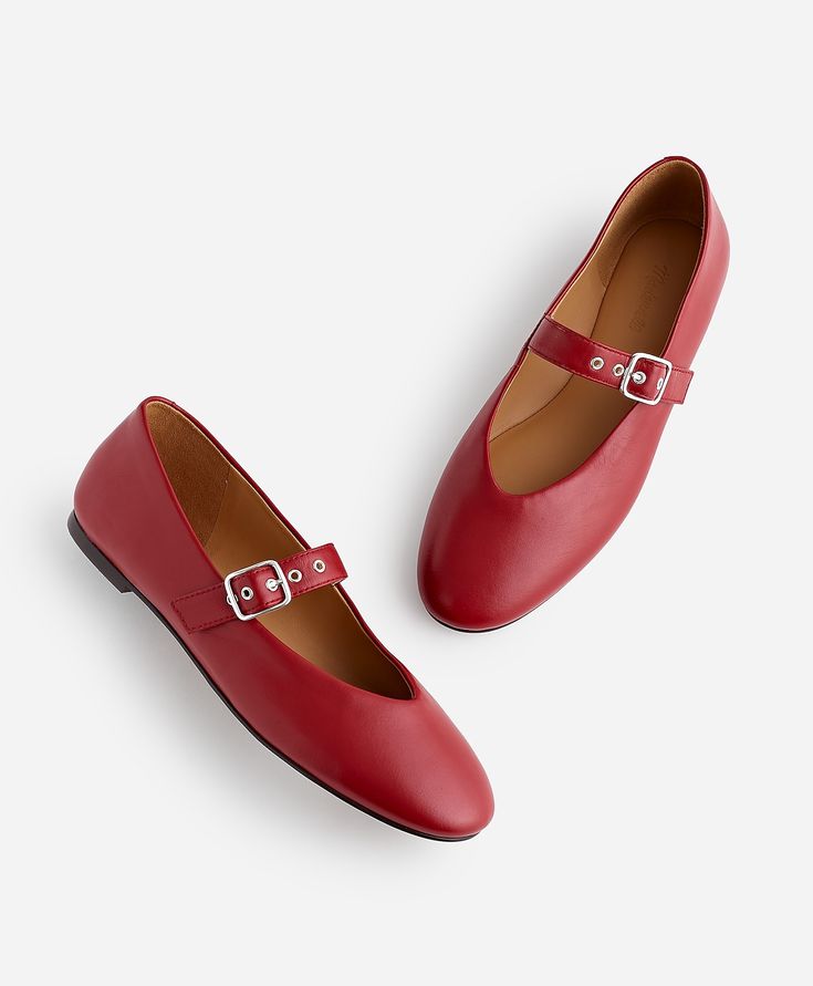 The Greta Ballet Flat | Madewell Madewell Mary Janes, Leather Mary Jane Flats, Madewell Style, Leather Industry, Red Flats, Fall Feels, Mary Jane Flats, Leather Mary Janes, Ballet Flat