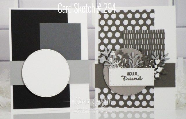 two cards with black and white designs, one has a polka dot design on it