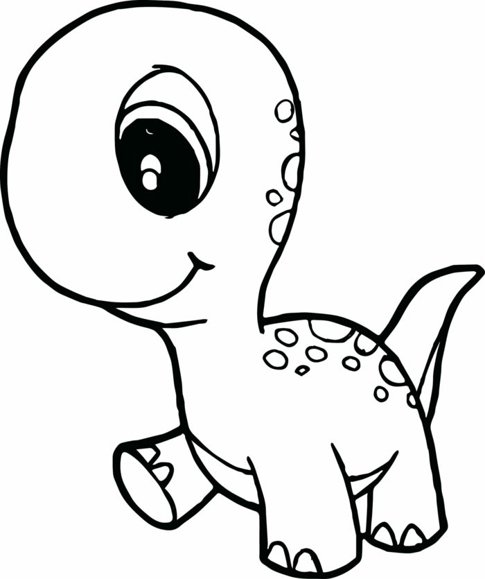 a cute little dinosaur with big eyes coloring page