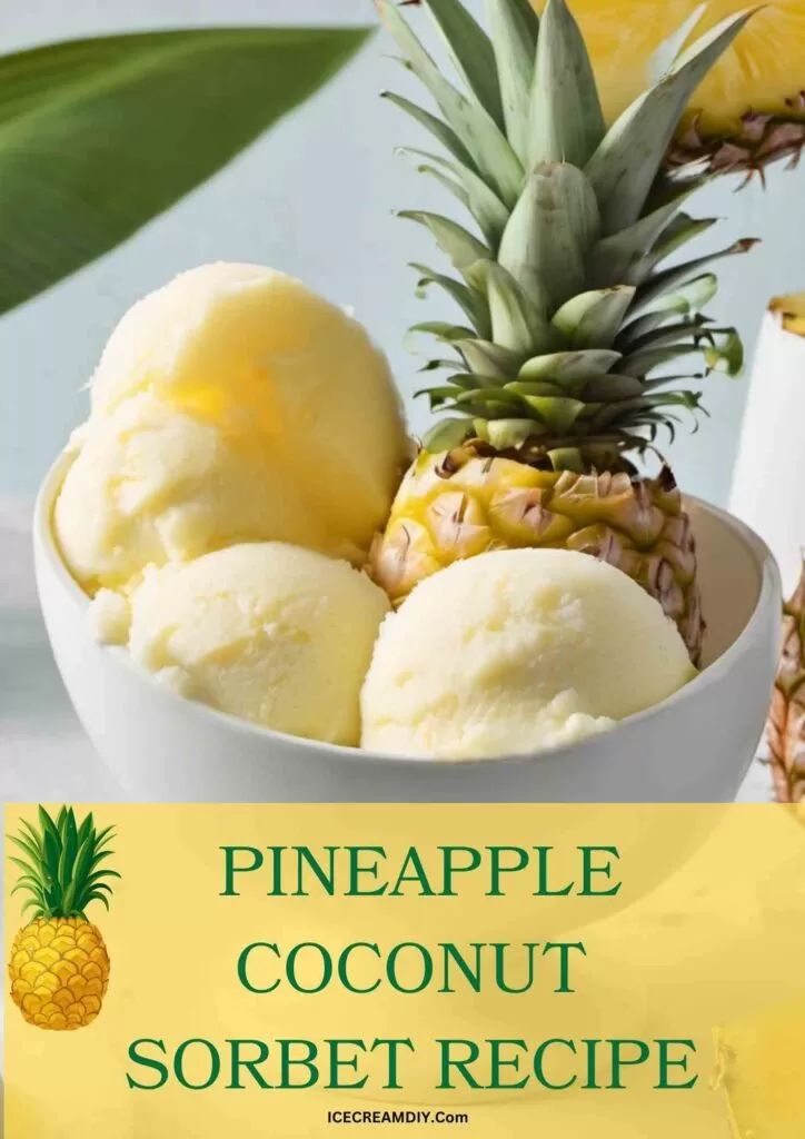 pineapple coconut sorbet recipe in a white bowl