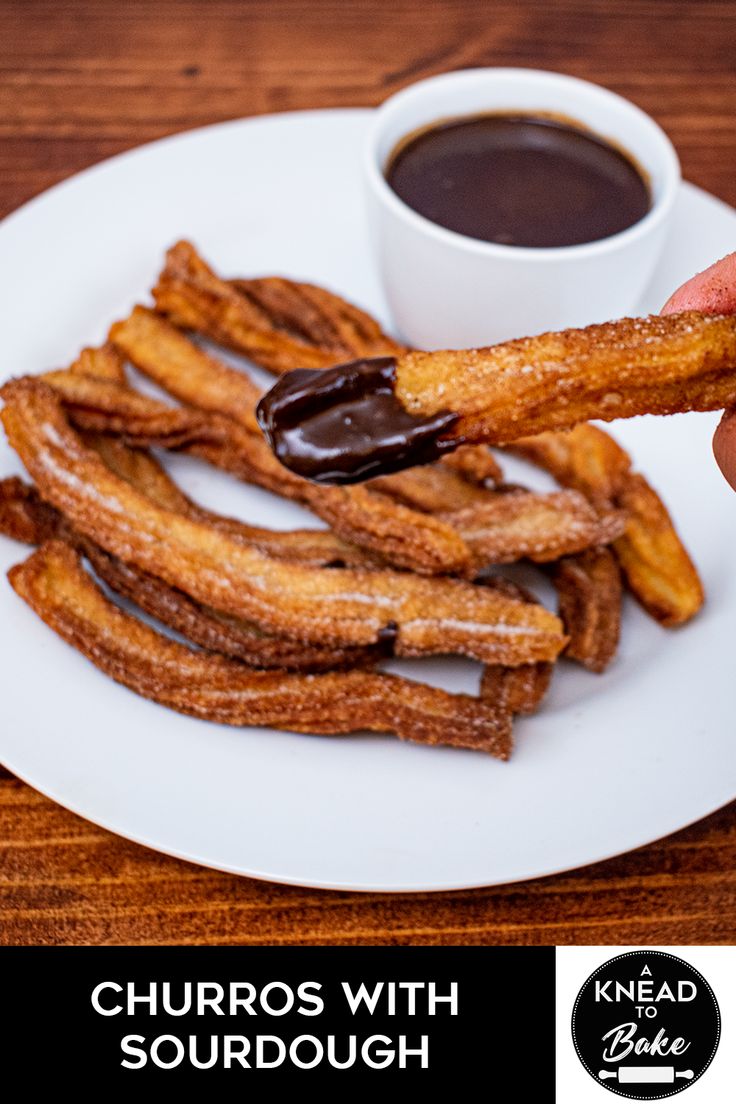 churros with sourdough on a white plate