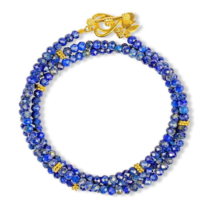 Blue Faceted Rondelle Bracelets, Blue Double Strand Jewelry As Gift, Blue Double Strand Jewelry For Gift, Blue Faceted Bead Bangle, Blue Faceted Beads Bracelet, Blue Faceted Beads Bangle Jewelry, Blue Bangle With Faceted Beads, Blue Multi-strand Gemstone Beads Bracelets, Blue Multi-strand Bracelets With Gemstone Beads