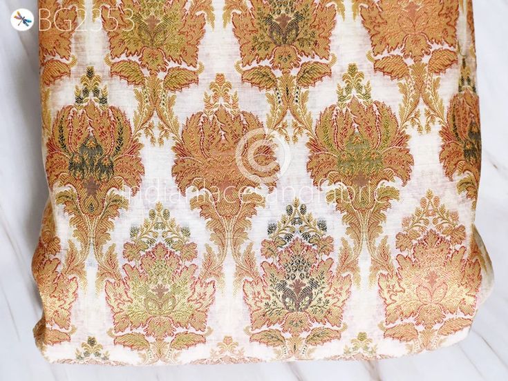 Indian Brocade Fabric by the Yard Banarasi Chanderi Silk | Etsy Puerto Rico Banarasi Bridal Lehenga, Table Runner Sewing, Costume Wedding, Cotton Silk Fabric, Silk Satin Fabric, Clothing Fabric, Dupioni Silk, Bridesmaid Party, Etsy Wedding Dress