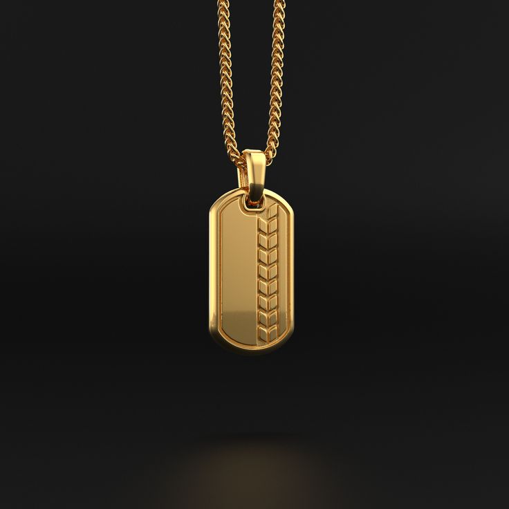 The art of fashion is improved by this wonderful piece of craftsmanship, which is eternally unchanging. Combine it with other chains or pendants for a strong appearance, or wear it alone for a fashionable and simple style.This stylish pendant for men is handmade in 18k solid gold to appear attractive and classy every day. This versatile and contemporary item will complete your trendy wardrobe.Handcrafted with all of the passion and skill of the greatest goldsmiths. Metal: 18k Solid Gold Pendant Dimensions: H: 34mm x W: 18mm Shown with: Wheat Gold Chain Please note: tag only; chain sold separately Pendant compatible with chains up to 5mm wide 100% Handcrafted Solid Gold items are considered as custom order.Production and shipping takes 15 days.This item is final sale and can't be exchanged Wheat Chain Pendant As A Gift, Yellow Gold Necklace With Rectangular Pendant And Box Chain, Classic Square Pendant Jewelry With Cable Chain, Yellow Gold Jewelry With Box Chain And Rectangular Pendant, 14k Gold Jewelry With Rectangular Pendant And Box Chain, 14k Gold Jewelry With Box Chain And Rectangular Pendant, 14k Gold Necklace With Rectangular Pendant And Box Chain, Modern Wheat Chain Jewelry As A Gift, Minimalist Wheat Chain Necklace For Gift