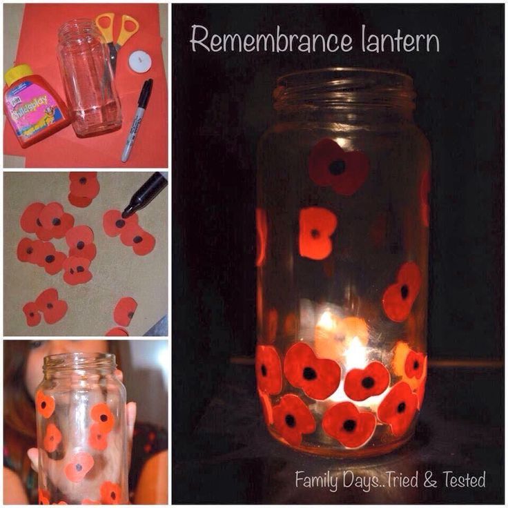 a collage of pictures showing how to make remembrance lanterns