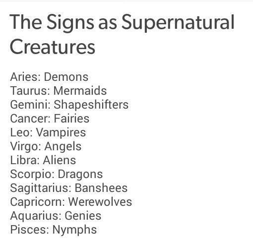 the signs as supernatural creatures are shown in this screenshoter's profile screen