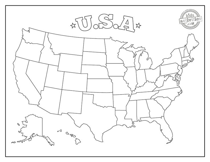 an outline map of the united states, with the name usa written in large letters