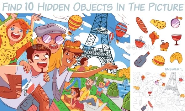 Find 10 Hidden Objects in the Picture Yellow Sticky Notes, Find The Hidden Objects, Friends In Paris, Hidden Picture Puzzles, Back To School Funny, Esl Games, Picture Puzzle, Funny Cartoon Characters, Esl Activities