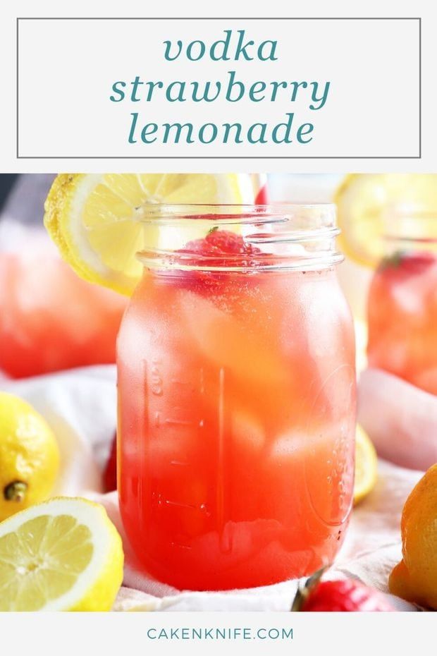 vodka strawberry lemonade in a mason jar