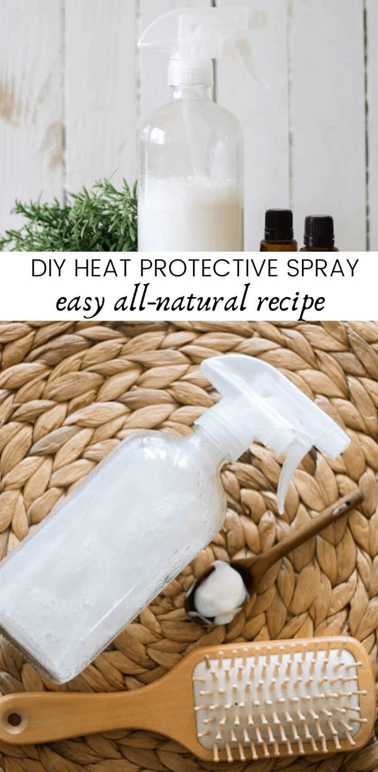 This DIY heat protectant spray is made with all-natural ingredients and will keep hair healthy, soft, and smooth. Learn how to make DIY heat protectant spray with 4-ingredients that works for all hair types. Easy to use heat protectant spray for natural hair. #diyhairspray #heatprotectantspray #diyheatprotective #naturalhaircare #haircare #naturalhair Diy Heat Protectant For Hair Homemade, Diy Hair Protectant Spray, Diy Heat Protectant For Hair, Diy Hair Heat Protectant, Natural Hair Heat Protectant, Diy Heat Protectant, Diy Hair Spray, Heat Protection Spray, Heat Spray