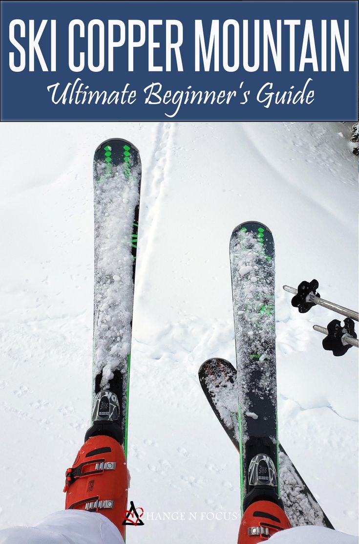 two skis with the words ski copper mountain ultimate beginner's guide on them